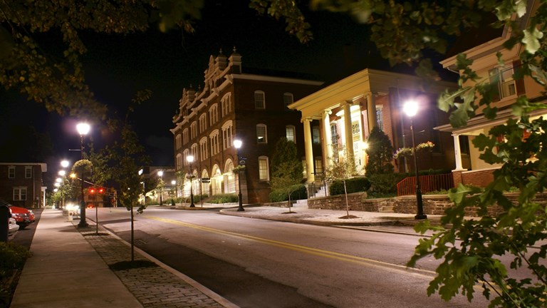 Main and Lumber at night